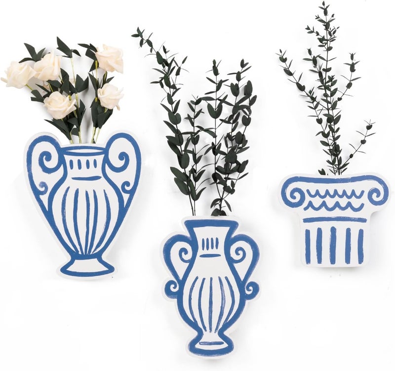 AIM & GGKK Wall Vases for Decor, Set of 3 Metal Wall Mounted Vase for Bedroom Living Room Bathroom Kitchen Modern Metal Decor - Image 1